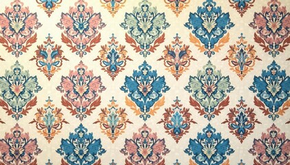 Subtle geometric damask pattern with arabesque details, soft color palette , decor, pattern