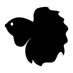 betta fish vector silhouette icon, black and white illustration of fish.