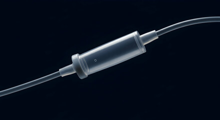 Transparent Medical Connector Tube with Fluid Flow and Dark Background