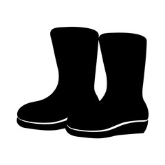 boots vector silhouette icon, black and white illustration of footwear.