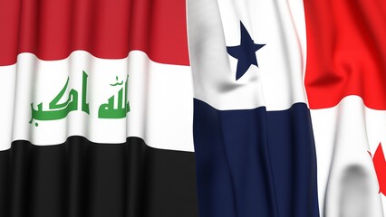 Naklejka premium Flags of IRAQ and Panama with realistic cloth texture