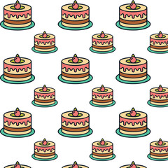 Seamless pattern with the image of sweets, cakes, design for printing on paper, fabric