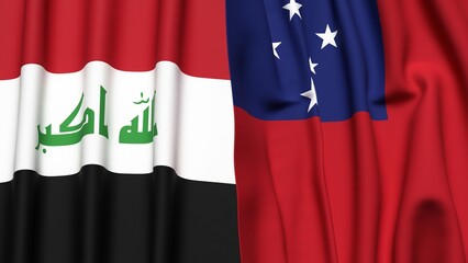 Flags of IRAQ and SAMOA with realistic cloth texture