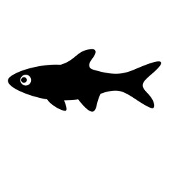 celestial pearl danio fish vector silhouette icon, black and white illustration of fish.