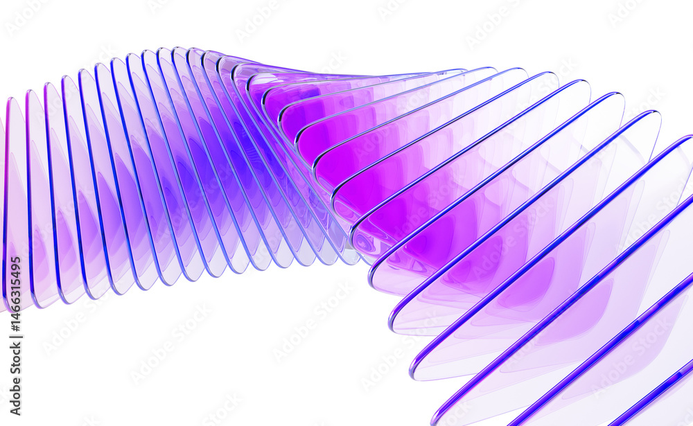 Poster Abstract 3d background wallpaper with row of glass holographic transparent triangle plate shapes render. Dynamic tech banner with layers effect. Iridescent gradient wave line pattern