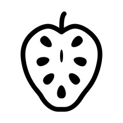 cherimoya vector silhouette icon, black and white illustration of fruits.
