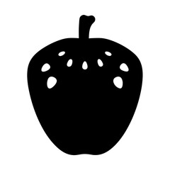 cherimoya vector silhouette icon, black and white illustration of fruits.