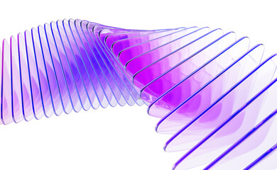 Plakat Abstract 3d background wallpaper with row of glass holographic transparent triangle plate shapes render. Dynamic tech banner with layers effect. Iridescent gradient wave line pattern