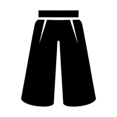 culottes vector silhouette icon, black and white illustration of clothing.