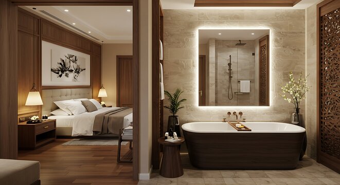 Luxurious Spa-Inspired Bedroom and Bathroom Suite