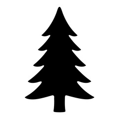 douglas fir tree vector silhouette icon, black and white illustration of trees.