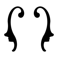 ear cuffs vector silhouette icon, black and white illustration of footwear.