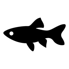 endler s livebearer fish vector silhouette icon, black and white illustration of fish.