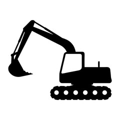 excavator , black and white illustration of vehicles.