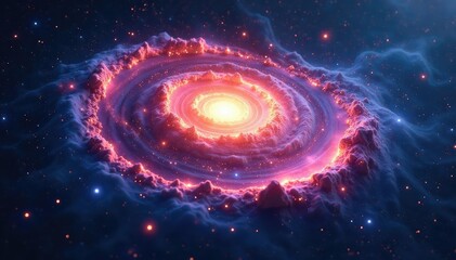 Fototapeta premium Stunning image of a spiral galaxy swirling in the vast expanse of space, showcasing its vibrant colors and intricate details , black hole, faraway