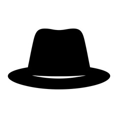 fedora vector silhouette icon, black and white illustration of footwear.