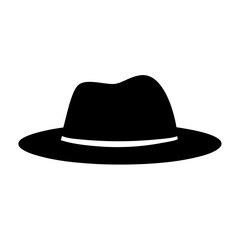 fedora vector silhouette icon, black and white illustration of footwear.