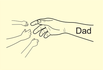 composition with father and children hands