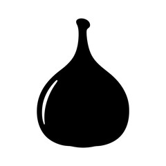 fig vector silhouette icon, black and white illustration of fruits.