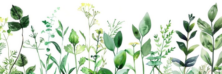 Beautiful Watercolor Illustration of Green Leaf Botanical Nature Scene with White Background for Spring and Summer Decorative Purposes