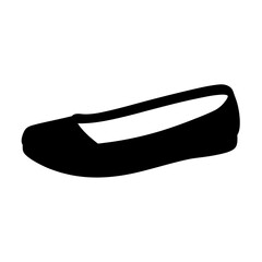 flats vector silhouette icon, black and white illustration of footwear.