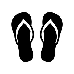 flip flops vector silhouette icon, black and white illustration of footwear.