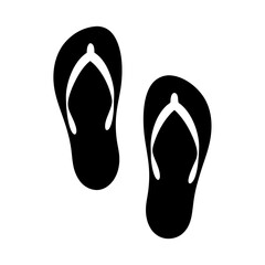 flip flops vector silhouette icon, black and white illustration of footwear.