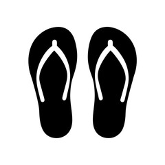 flip flops vector silhouette icon, black and white illustration of footwear.