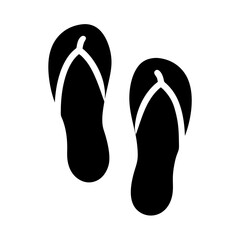 flip flops vector silhouette icon, black and white illustration of footwear.