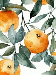 Beautiful Watercolor Wedding Party Invitation with Citrus Oranges and Eucalyptus Floral Elements in a Magical Wet on Wet Banner