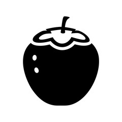 fuyu persimmon vector silhouette icon, black and white illustration of fruits.