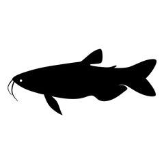 glass catfish vector silhouette icon, black and white illustration of fish.