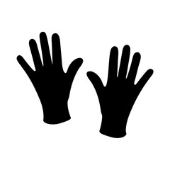 gloves vector silhouette icon, black and white illustration of footwear.