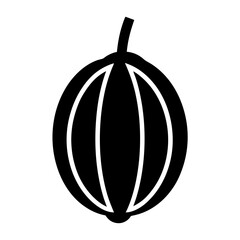 gooseberry vector silhouette icon, black and white illustration of fruits.