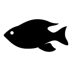 gourami fish vector silhouette icon, black and white illustration of fish.