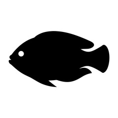gourami fish vector silhouette icon, black and white illustration of fish.