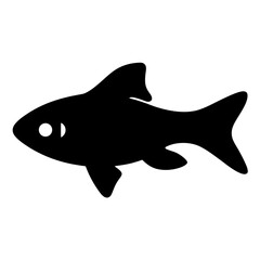 harlequin rasbora fish vector silhouette icon, black and white illustration of fish.