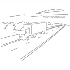 A heavy cargo truck, a vital vehicle for freight and delivery, moves on the road, illustrating trucking and transportation in the shipping industry