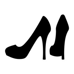 heels vector silhouette icon, black and white illustration of footwear.