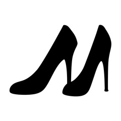 heels vector silhouette icon, black and white illustration of footwear.