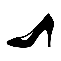 heels vector silhouette icon, black and white illustration of footwear.
