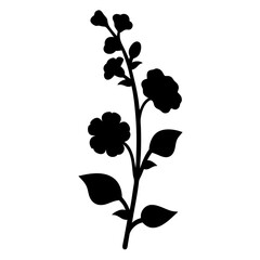 Black and white illustration of hollyhock , flower silhouette vector designs.