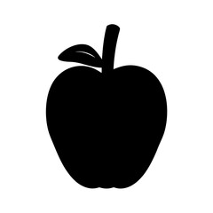 ice apple vector silhouette icon, black and white illustration of fruits.