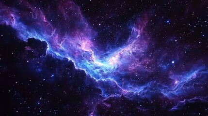 Obraz premium Ultra quality image of beautiful fantasy starry night sky, blue and purple colorful, galaxy and aurora 4k wallpaper. cosmic watercolor illustration. Colorful space background with.