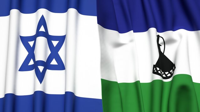 Flags of Israel and LESOTHO with realistic cloth texture - Powered by Adobe