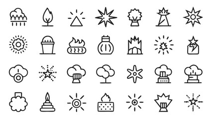 Explosion Blast Line Icon Set Vector Pictograms
