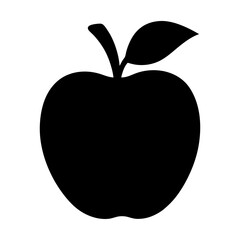 kei apple vector silhouette icon, black and white illustration of fruits.
