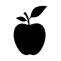kei apple vector silhouette icon, black and white illustration of fruits.