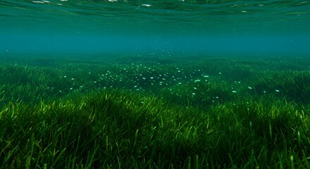 Obraz premium Submerged Serene Seagrass Meadow: An Underwater Paradise