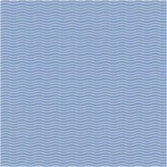 ラフな手描きの白い波線のシームレスパターン 青背景